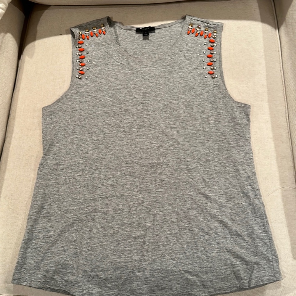 JCrew embellished cotton muscle tee